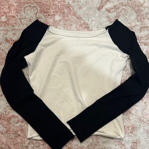 Brandy Melville off the shoulder black and white long-sleeve top